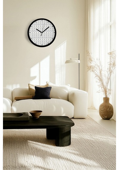 Modern Duvar Saati - 25cm - Önü Camlı Siyah Kasa - Sessiz Mekanizma-jh0851 Siyah