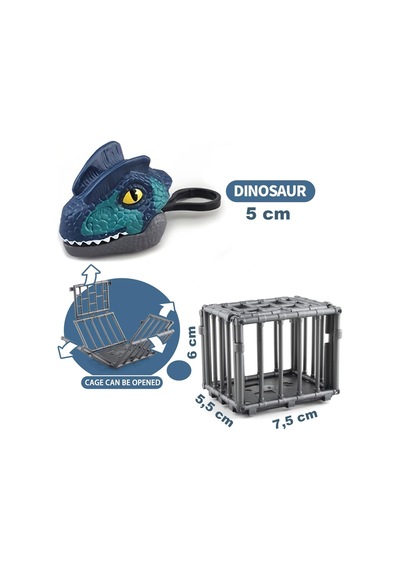 Kafeste Dilophosaurus Mini Dinozor Arabası Anahtarlık Oyuncak Çek Bırak Dinozor