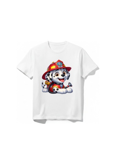Urbantrendstore Paw Patrol Unisex Kız Çocuk Bisiklet Yuvarlak Yaka Basic Kısa Kollu %100 Pamuk Tişört Beyaz