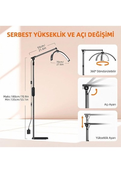 Trled F-700b 70cm Zebra Elmas Desenli Ayaklı Profesyonel Güzellik Salonu Lambası Beyaz - Beyaz Işık