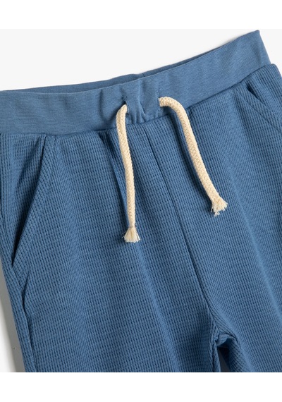 Koton Jogger Eşofman Altı Beli Bağlamalı Cep Detaylı Pamuklu Mavi 4wmb40032tk 4WMB40032TK653 Mavi