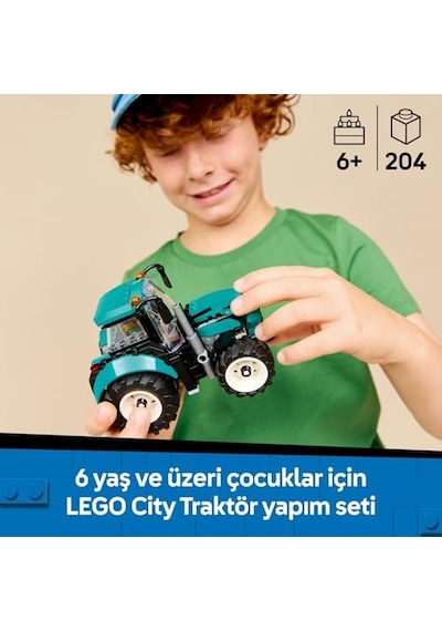 City Traktör 60498 6 Yaş Ve Üzeri Erkek Ve Kız Çocuklar İçin Çiftçi Minifigürü İçeren Yaratıcı Dekorat