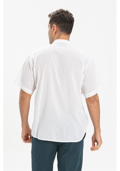 Kısa Kol Şile Bezi Hakim Yaka Erkek Tshirt Beyaz 3001