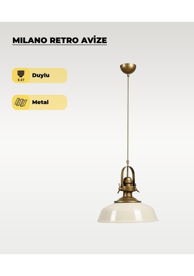 Milano Retro Avize Beyaz / Metal - E27 Duylu Beyaz