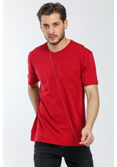 Erkek Bisiklet Yaka Slim Fit Ön Çöp Dikiş Garni Tişort Spr21y01 001