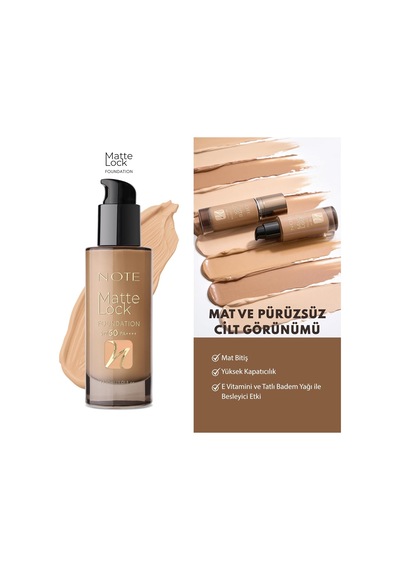 Lexroo Matte Lock Foundation 130 Classic Beige Spf 50 Yoğun Kapatıcı Mat Bitişli Fondöten