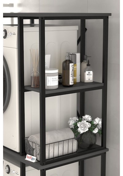 Bofigo Çamaşır Makinesi Dolabı Kurutma Makinesi Dolabı Metal Banyo Dolabı Mısra Antrasit