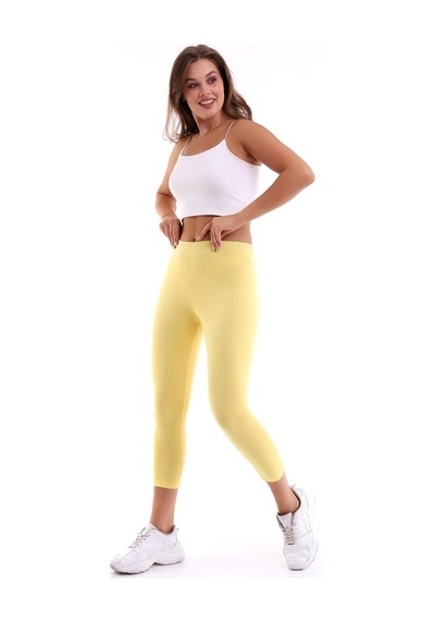 Self Clothing Kadın Sarı Penye Kumaş Tayt Yüksek Bel Slf1290Sarı