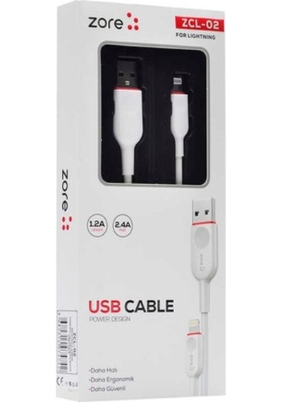Zore Zcl-02 Lightning Uçlu Usb Kablo-Beyaz