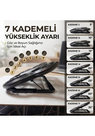 Gameagle 6 Fanlı Rgb Notebook Soğutucu, 9-17 İnç Laptop Uyumlu, 7