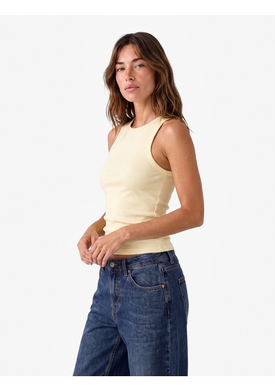 Koton Slim Fit Pamuklu Halter Yaka Fitilli Atlet Sarı 6sak10099ek