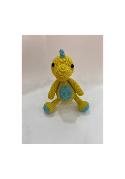 El Yapımı Amigurumi Bebek Dinozor Oyuncak - Örgü Sevimli Ejderha 25cm Yeşil-mavi