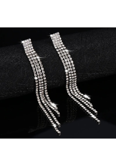 Girift Vintage Su Yolu Taşlı Kalpli Küpe - Abiye Küpe Gold