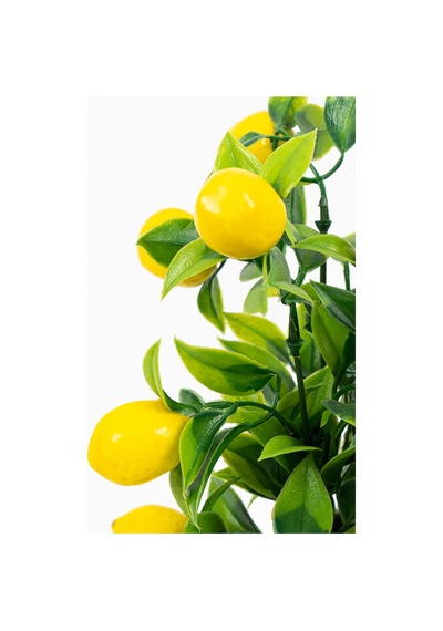 Yapay Çiçekçiniz Beyaz Plastik Saksıda Bambu Gövdeli Yapay Mandalina Ağacı 25 Cm Limon