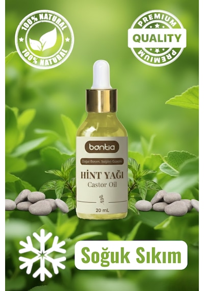 %100 Saf Soğuk Sıkım Hint Yağı 3 Lü Set - Kaş Kirpik Saç Bakımı & Cilt Nemlendirici Doğal Yağ 3x20ml 60 ML