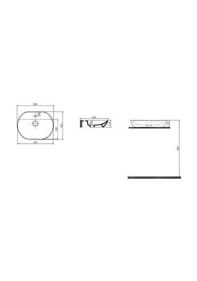 Quarter Bath Smooth Line Tezgah Üstü Lavabo 55x42 Beyaz