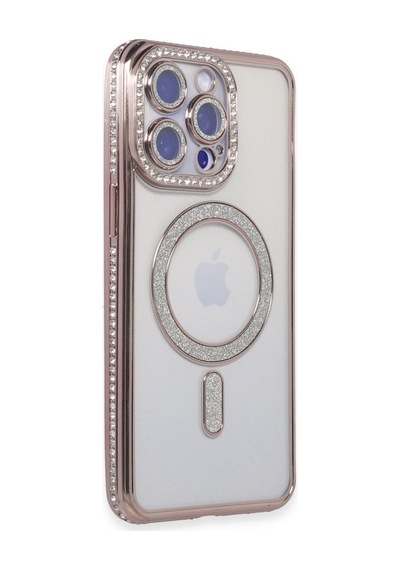 Apple İphone Uyumlu 15 Pro Kılıf Joke Simli Magneticsafe Kılıf - Pembe Çok Renkli