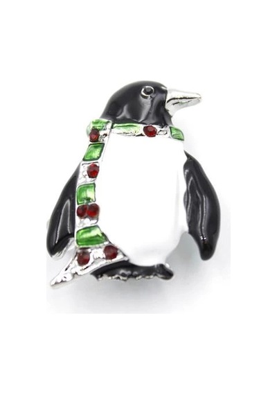 Penguen Broş - Beyaz Çok Renkli