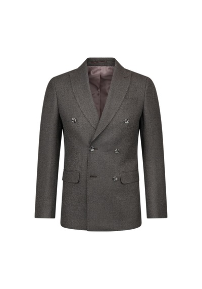 Hatemoğlu Kahverengi Slim Fit Kruvaze Klasik Takım Elbise 1973954 Kahverengi