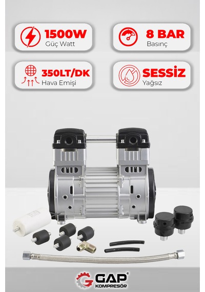 Kompresör Kafası Sessiz Ve Yağsız G1500w