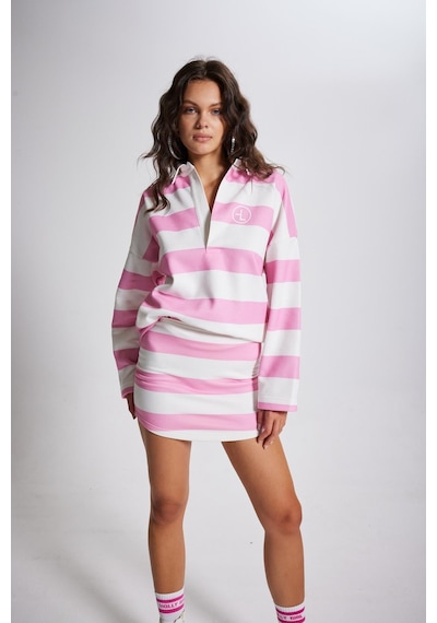 Holly Lolly Şardonlu 3 İplik Kumaş Logolu Fortune Sweatshirt Pembe