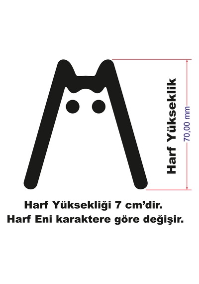 Stencil Harf Boyama Şablonu X070 Harf Yüksekliği 7 Cm