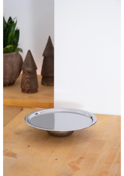 Ahşap Ayaklı Metal 23 Cm Tatlı Meyve Servis/sunum Tepsisi