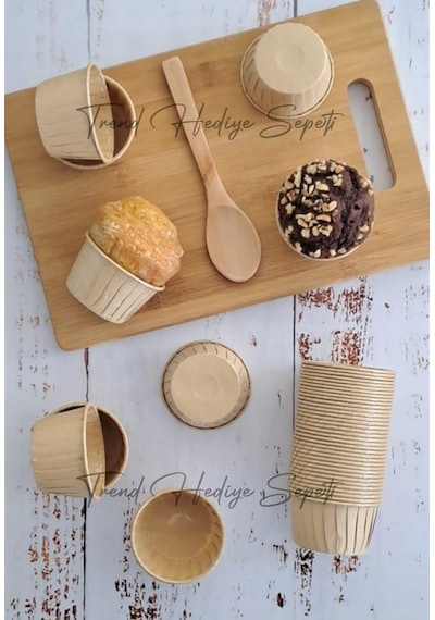 Trend Hediye Sepeti 50'li Kraft Cupcake Kalıbı, Muffin Kek Kalıbı, Kek Kapsülü, Airfryer Uyumlu Sku: Smg8690010544087 Ahşap