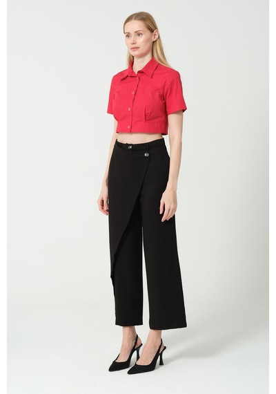 Samore Polo Yaka Crop Gömlek Kırmızı