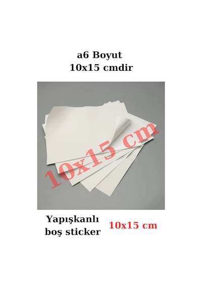 Sticker - 50 Adet Yapışkanlı Etiket - 10x15 Cm - A6 Boyut Boş