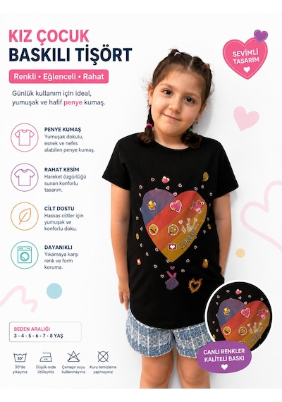 Monili Kız Çoçuk T-shirt SiYAH