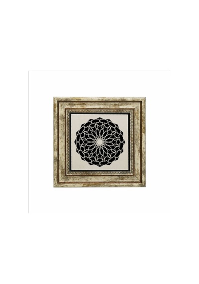 Yuvarlak Rumi Desen Baskılı Taş Tablo 25x25