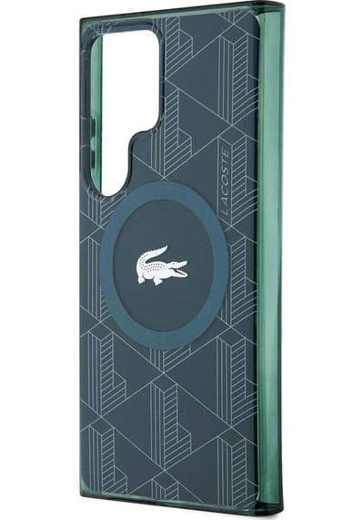 Galaxy S24 Ultra Uyumlu Kılıf Lacoste Lisanslı Magsafe Özellikli Timsah Logolu Blend Monogram Siyah