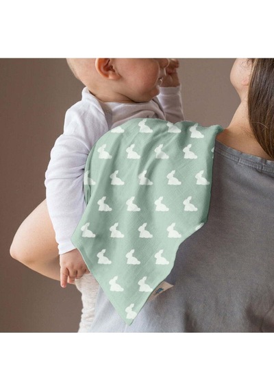 %100 Pamuk Müslin Bebek Omuz Bezi 5li - Mono Lapin Matcha Green Omzbez-05l-000mhg