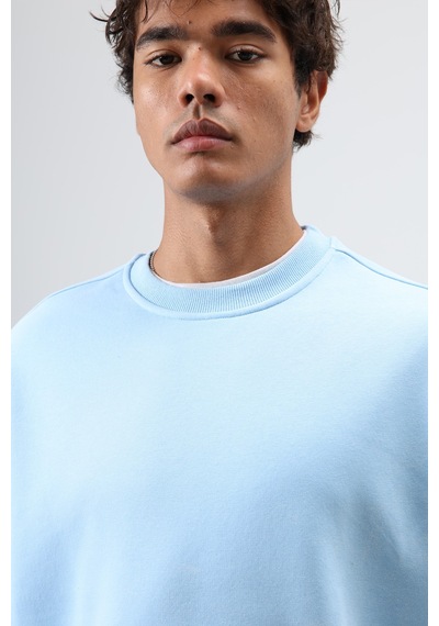 Vamos Basic Oversize Yıkamalı Sweatshirt Bebek Mavisi
