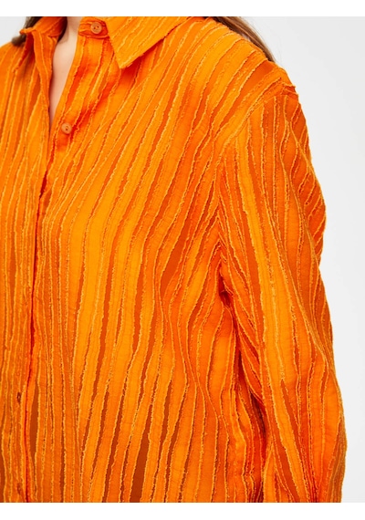 Faik Sönmez Kendinden Jakarlı 3/4 Kol Gömlek 041 Us25gml04161 Orange