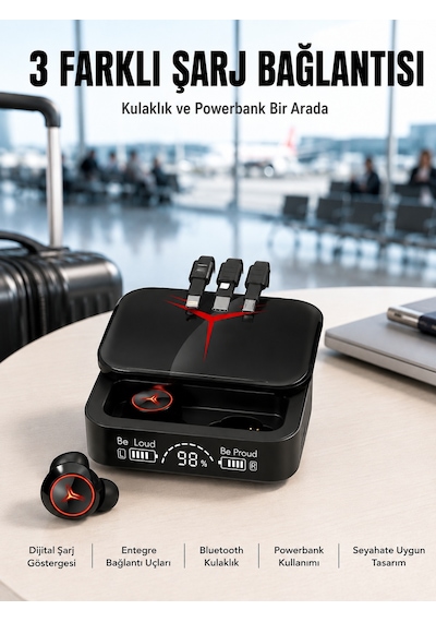 Tws Powerbank Kutulu Dijital Göstergeli Bluetooth Kulaklık Kablosuz Kulakiçi Kulaklık Yeni Nesil - Lisinya Standart