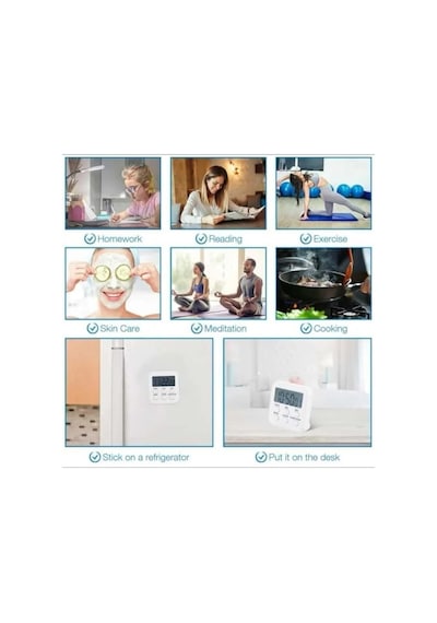 Mr Alarmlı Dijital Öğrenci Sınav Masa Kronometresi 24 Saat Geri Sayım Timer, 2 Kademeli Alarm, Lcd Ekranlı Beyaz