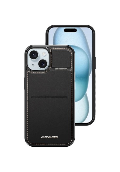 Hepsi Dux Ducis iPhone Uyumlu 15 Plus Rafi Series Magsafe Premium Deri Kılıf- 5775 Najmaddin Siyah