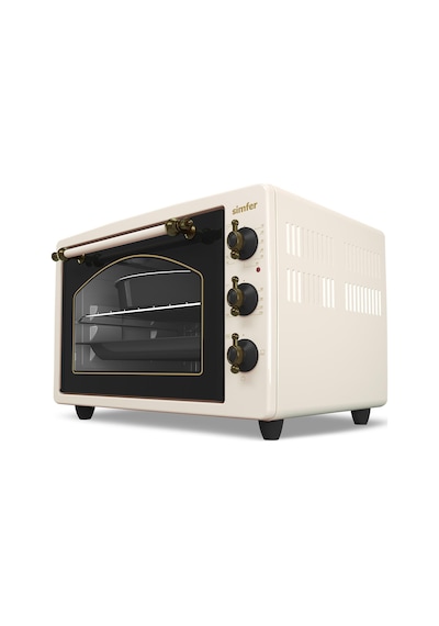 Simfer 3495 Retro Bej 34 LT Statik Mini / Midi Fırın - 4 Fonksiyon, Programlanabilir Pişirme & Isı Kontrol