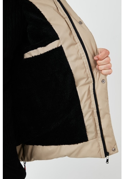 Buratti Slim Fit Suni Kürklü Peluş Astarlı Çıkarılabilir Kapüşonlu Şişme Erkek Mont 5761080 B Taş