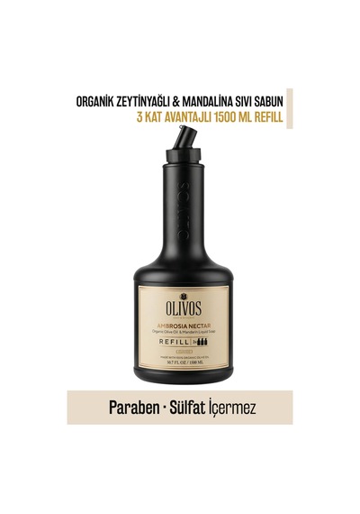 Ambrosia Nectar Zeytinyağlı Mandalina Kokulu Sıvı Sabun Refill 1500 Ml 3x500 Ml Ekonomik Paket