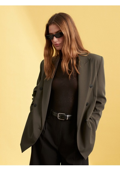 Dilvin 60784 Kruvaze Blazer Ceket-haki Haki