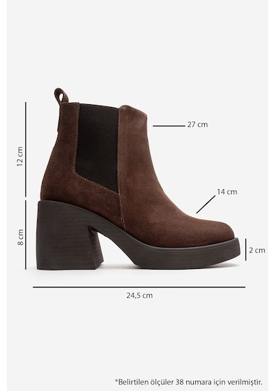 Luvishoes Luvi Shoes Lysa Kahverengi Süet Lastikli Hakiki Deri Kadın Platform Topuklu Bot Süet Kahve