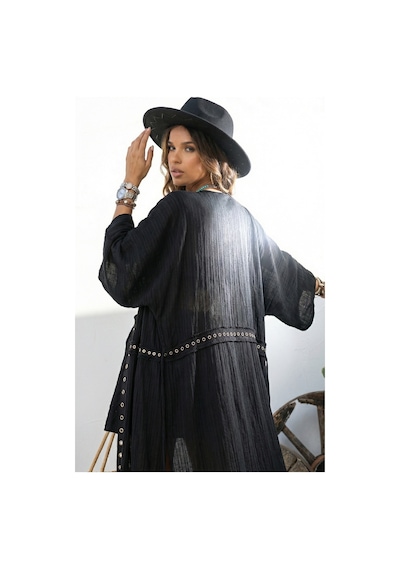 Kuşgözü İlmek Şerit Detaylı Püsküllü Bilekte Uzun Maxi Bohem Boho Plaj Tatil Doğal Kimono Kaftan Siyah Kuşgözü İlmek Şerit Detaylı Püsküllü Bilekte Uzun Maxi Bohem Boho Plaj Tatil Doğal Kimono Kaftan Siyah