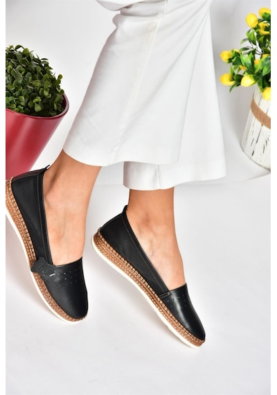 Fox Shoes P555002503 Siyah Hakiki Deri Günlük Kadın Ayakkabı Siyah-hakiki Deri Siyah