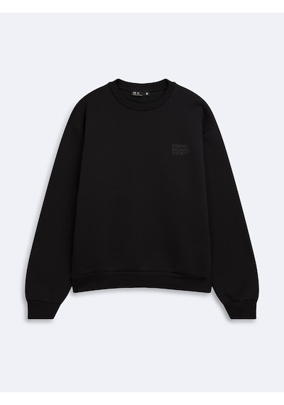 LTB Regular Fit Yazı Baskılı Bisiklet Yaka Siyah Sweatshırt
