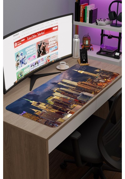 New York Amerika V5 90x40 Xxl Gaming Kauçuk Kaymaz Taban Mouse Pad Fare Altlığı