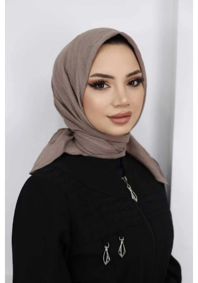Melodi Scarf Kadın Tesettür Pratik Bambu Kraş Eşarp Vizon Vizon