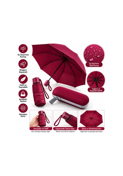 Kapsül Şemsiye Bordo - Lisinya